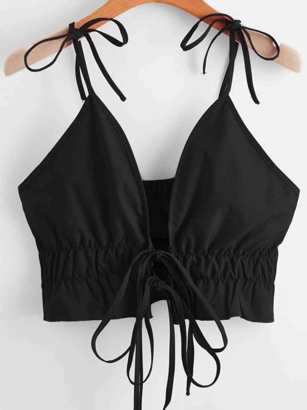 Black Tie-Front Crop Top